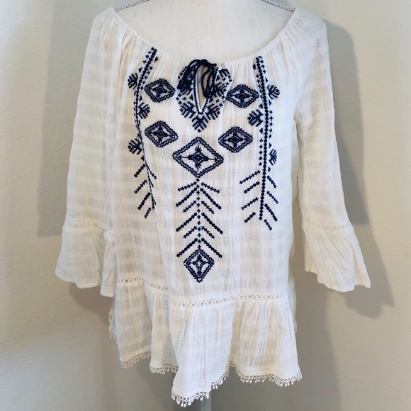 NONE Tops - ~Half Sleeve Aztec Blouse~